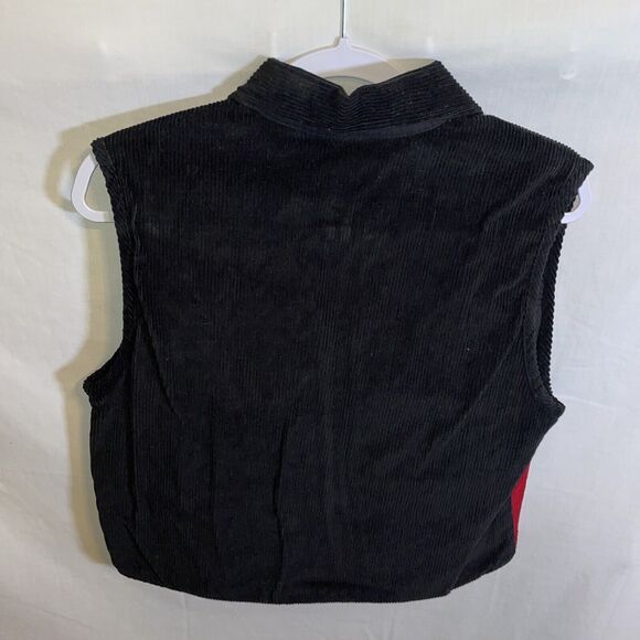 Paul Harris Design Corduroy Cardigan Women’s Size Medium Red Black Snowflake - Picture 8 of 12